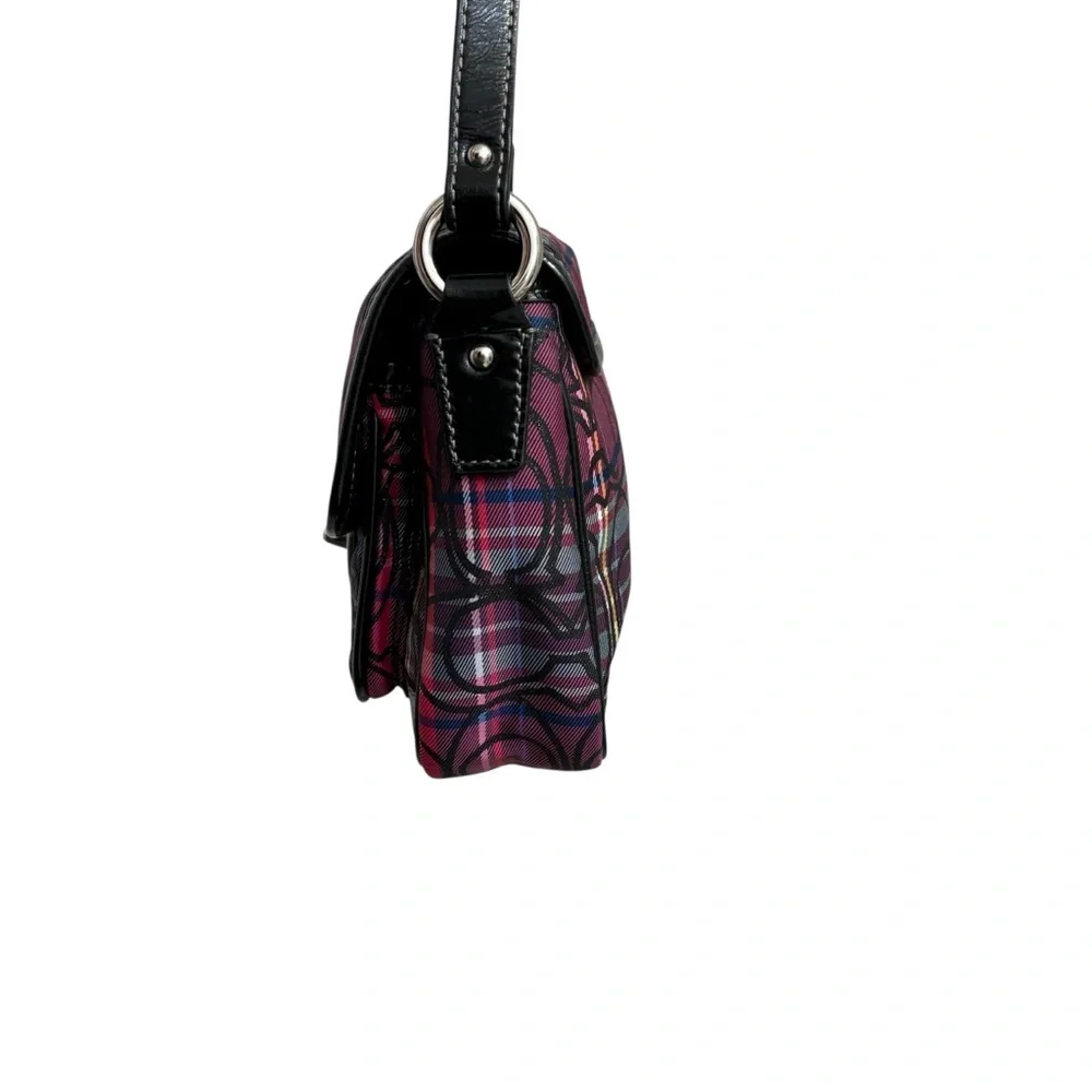 Coach F15477 vintage Y2K tartan pink purple black plaid mini legacy bag